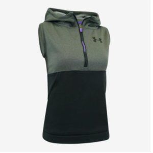 UNDER ARMOUR Storm1 Cold Gear Hooded Vest - Youth Med - Gray/Black Purple Zipper